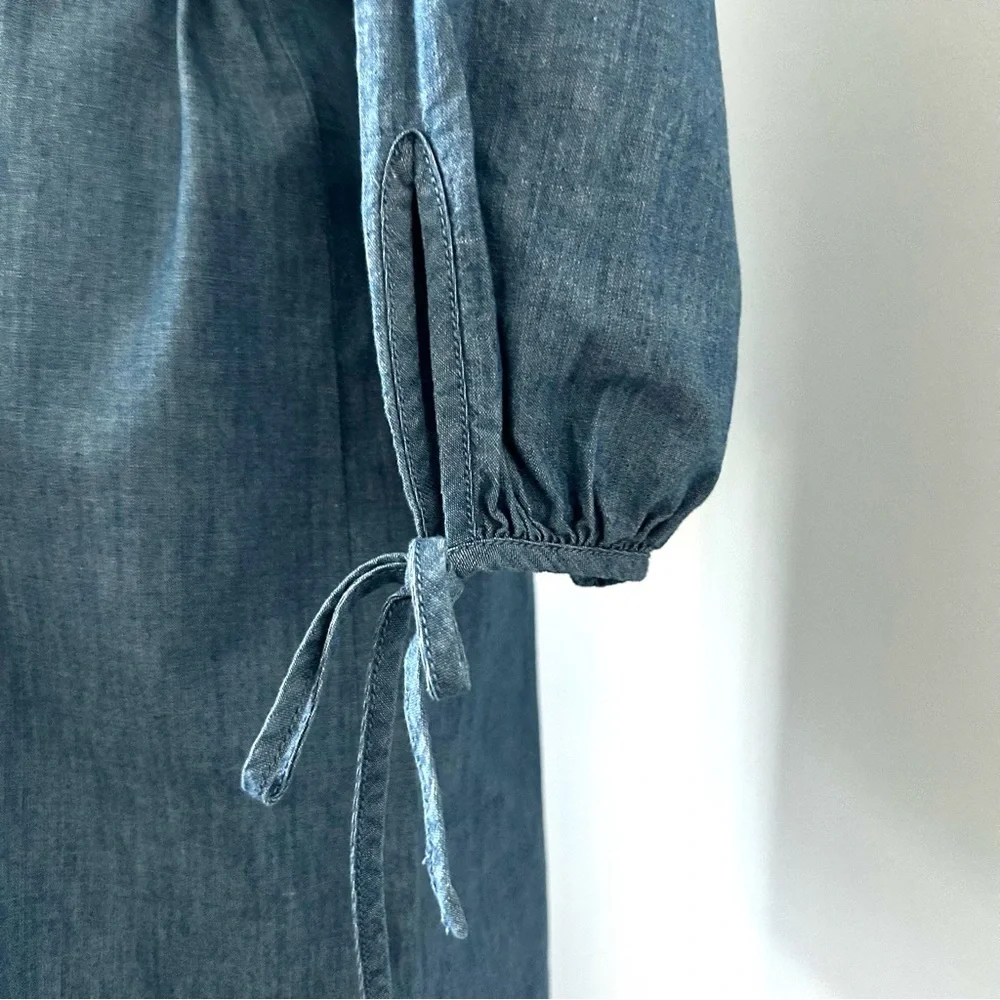 🌸NWT J. Crew Button Down Chambray Dress. Tie Waist. Size: Petite Medium - Picture 5 of 16